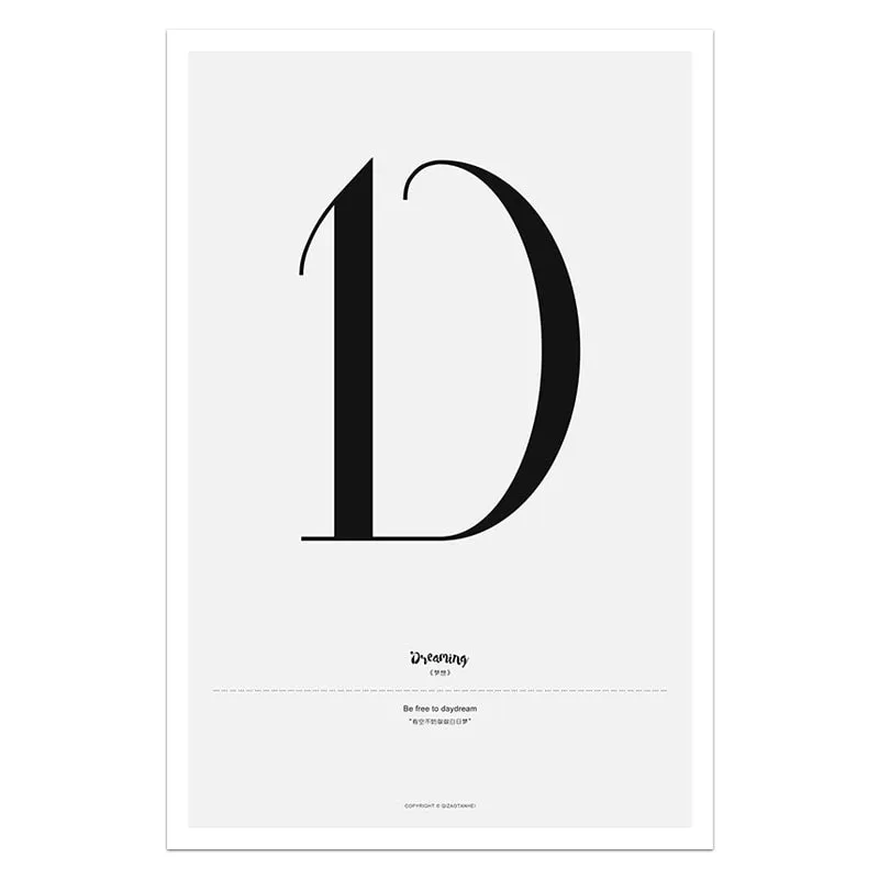 Quote Words Nordic Style Alphabet Wall Art