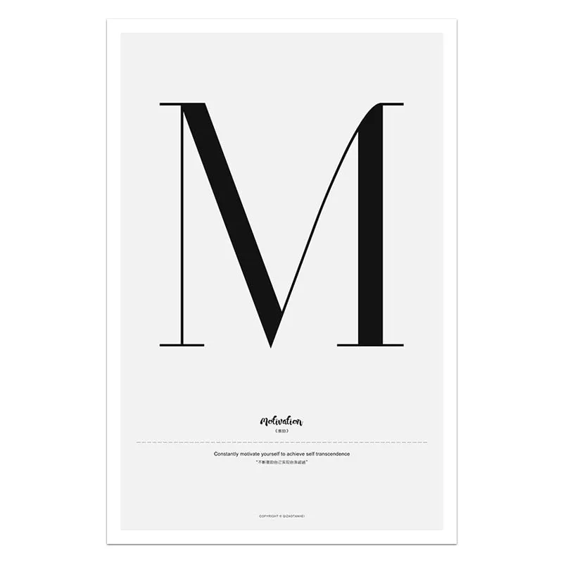 Quote Words Nordic Style Alphabet Wall Art