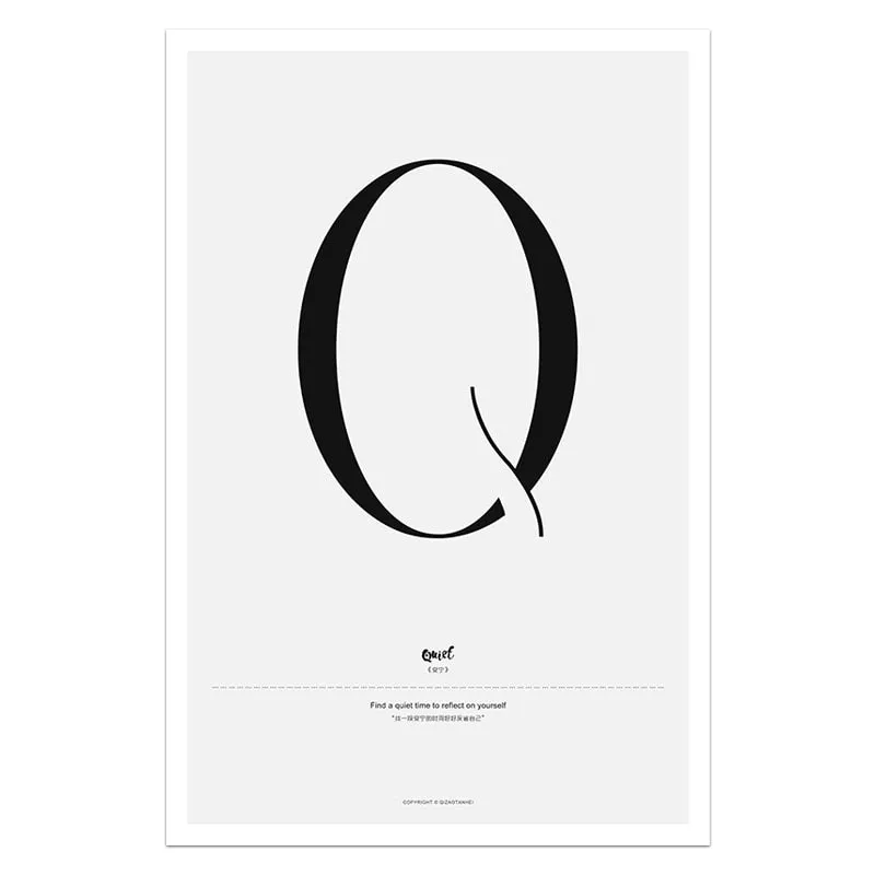 Quote Words Nordic Style Alphabet Wall Art