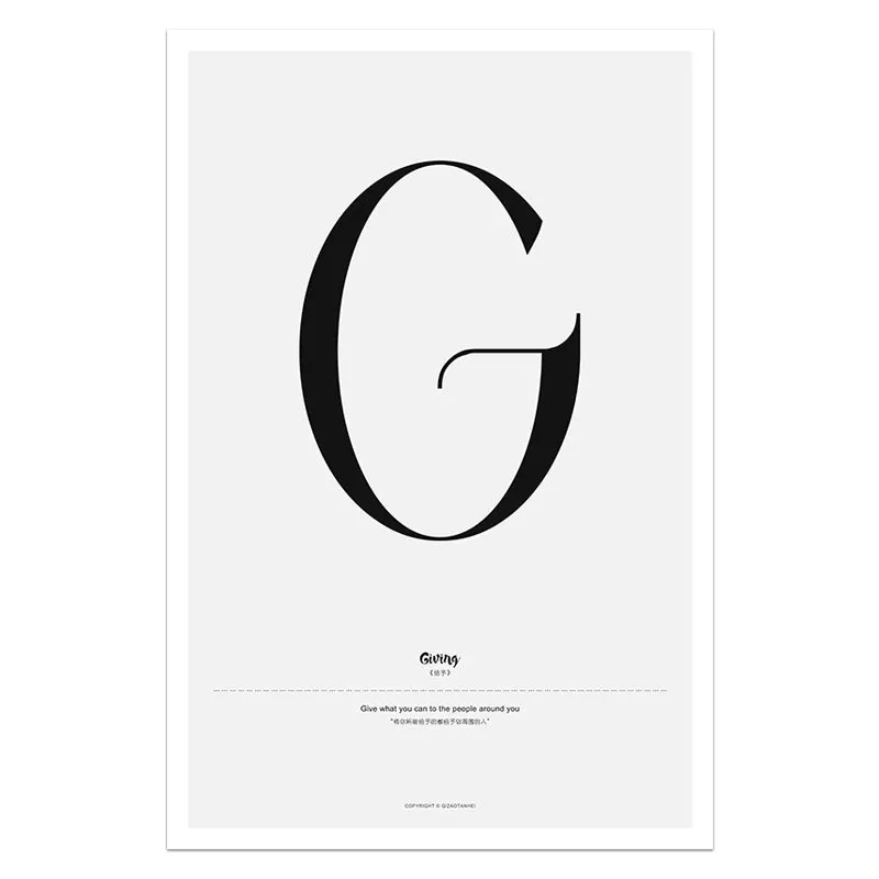 Quote Words Nordic Style Alphabet Wall Art