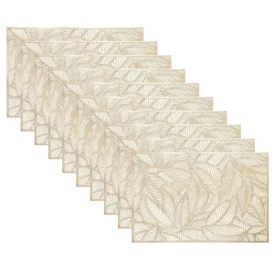 Rectangle Gold Leaves Vinyl Placemats - Set of 10