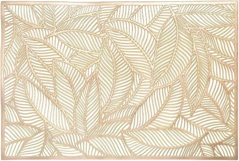 Rectangle Gold Leaves Vinyl Placemats - Set of 10