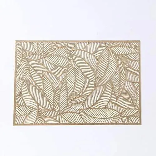 Rectangle Gold Leaves Vinyl Placemats - Set of 10