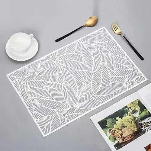 Rectangle Gold Leaves Vinyl Placemats - Set of 10