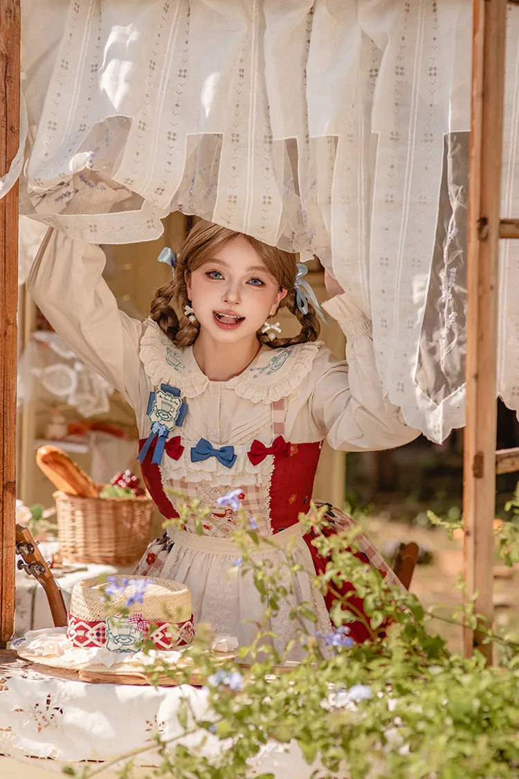 Red [Tea Party] Print Ruffle Bowknot Lace Sweet Elegant Lolita Jsk Dress