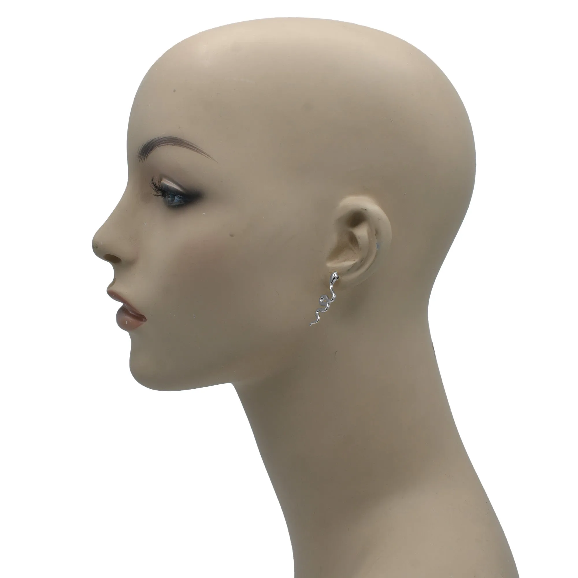 Rhodium Snake Stud Earrings #HNE90855RD(SD6)