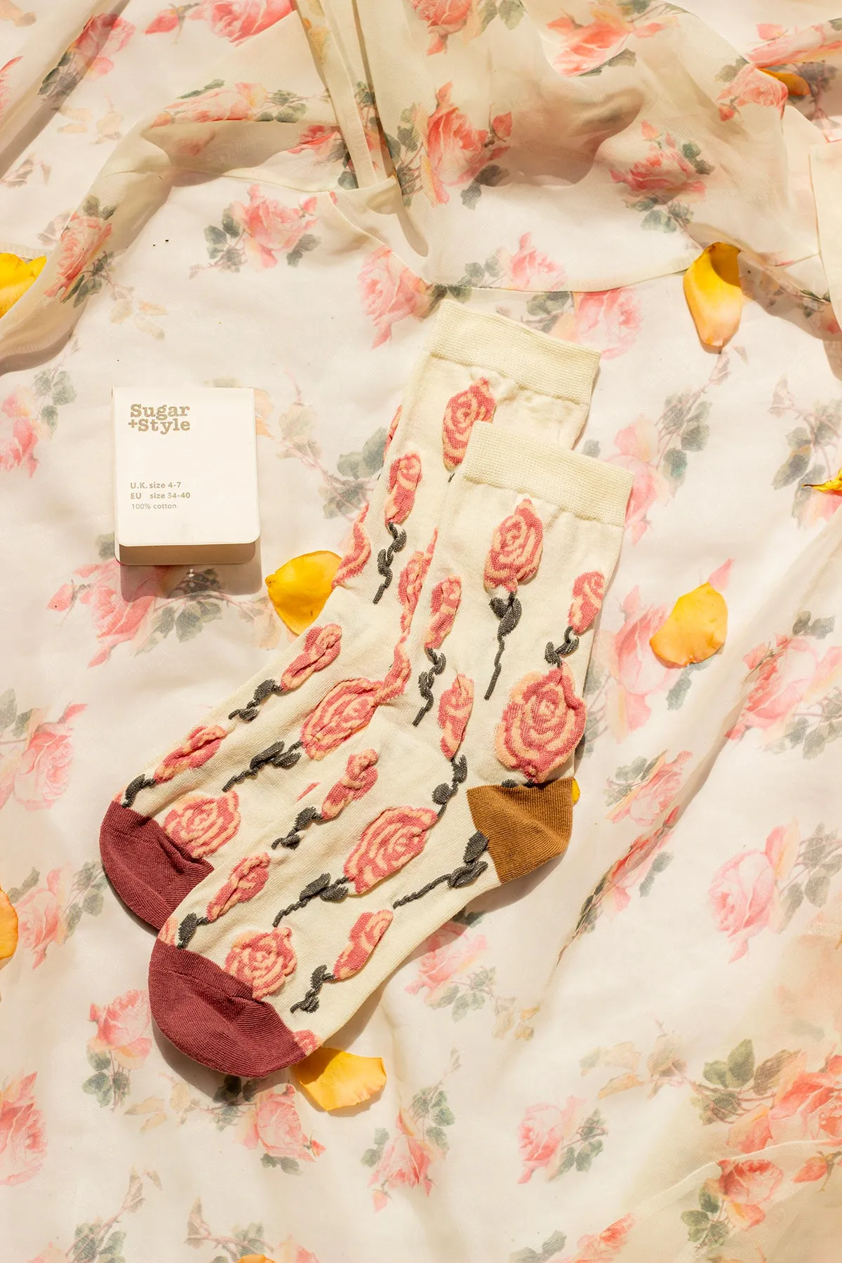 Rose Crinkle Flower Socks