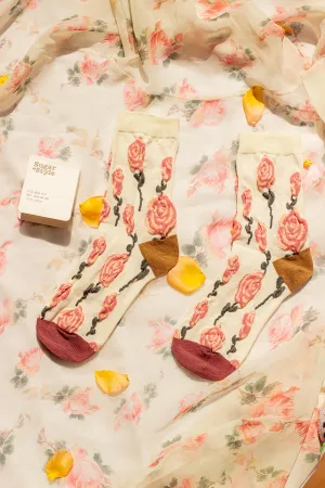 Rose Crinkle Flower Socks