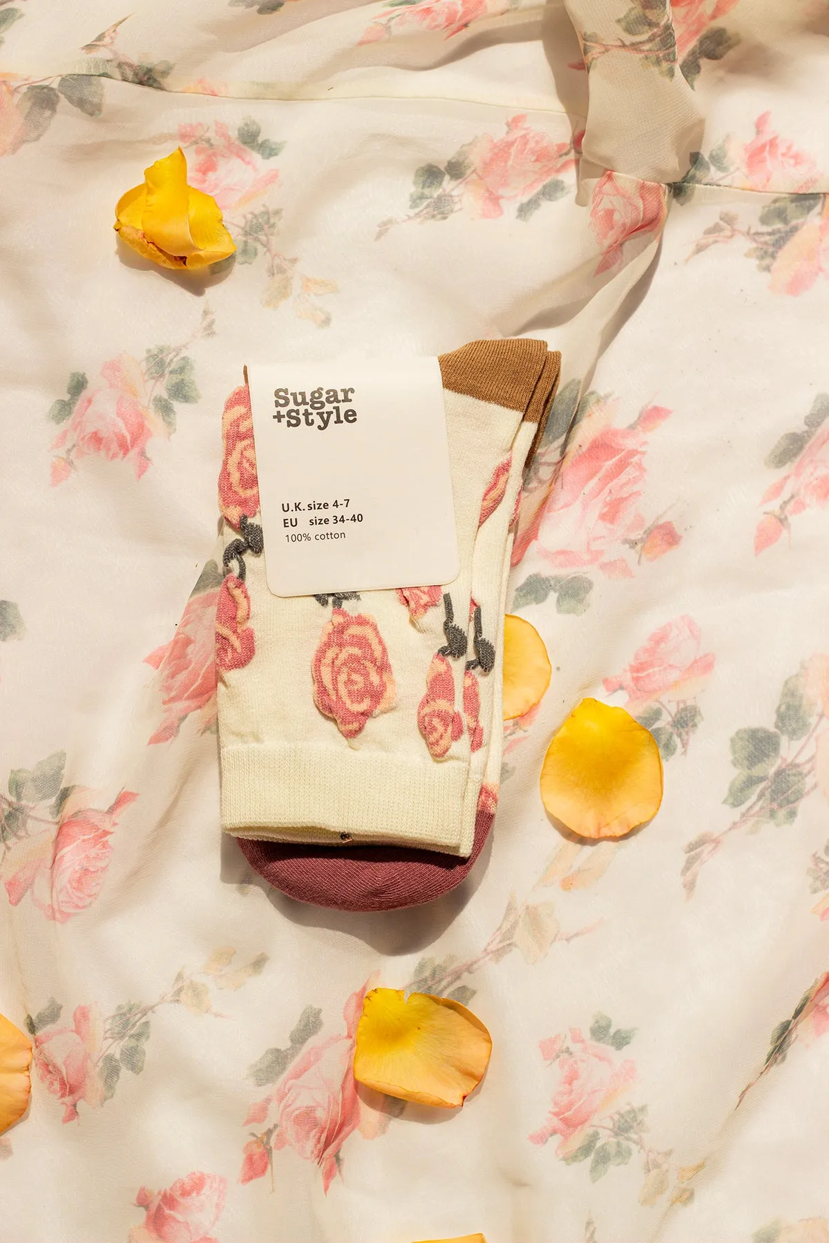 Rose Crinkle Flower Socks