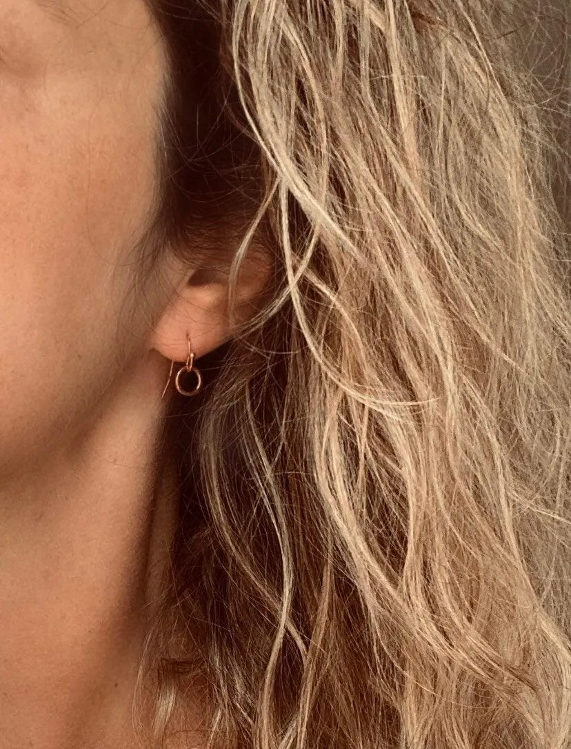 Rose Gold Circle Earrings - tiny rose gold earring, small rose gold hoop, little circle earring, simple hoop, plain circle earring, dainty