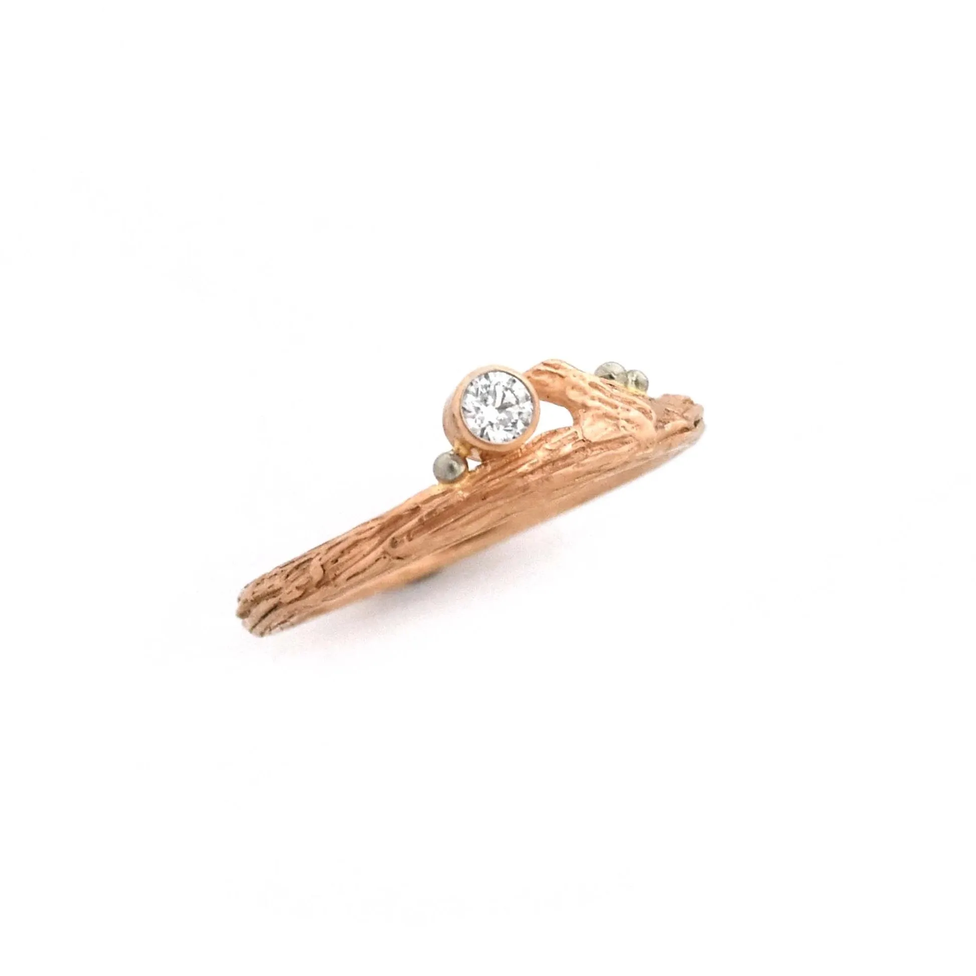 Rose Gold Diamond & Roses Twig Ring - your choice of stone