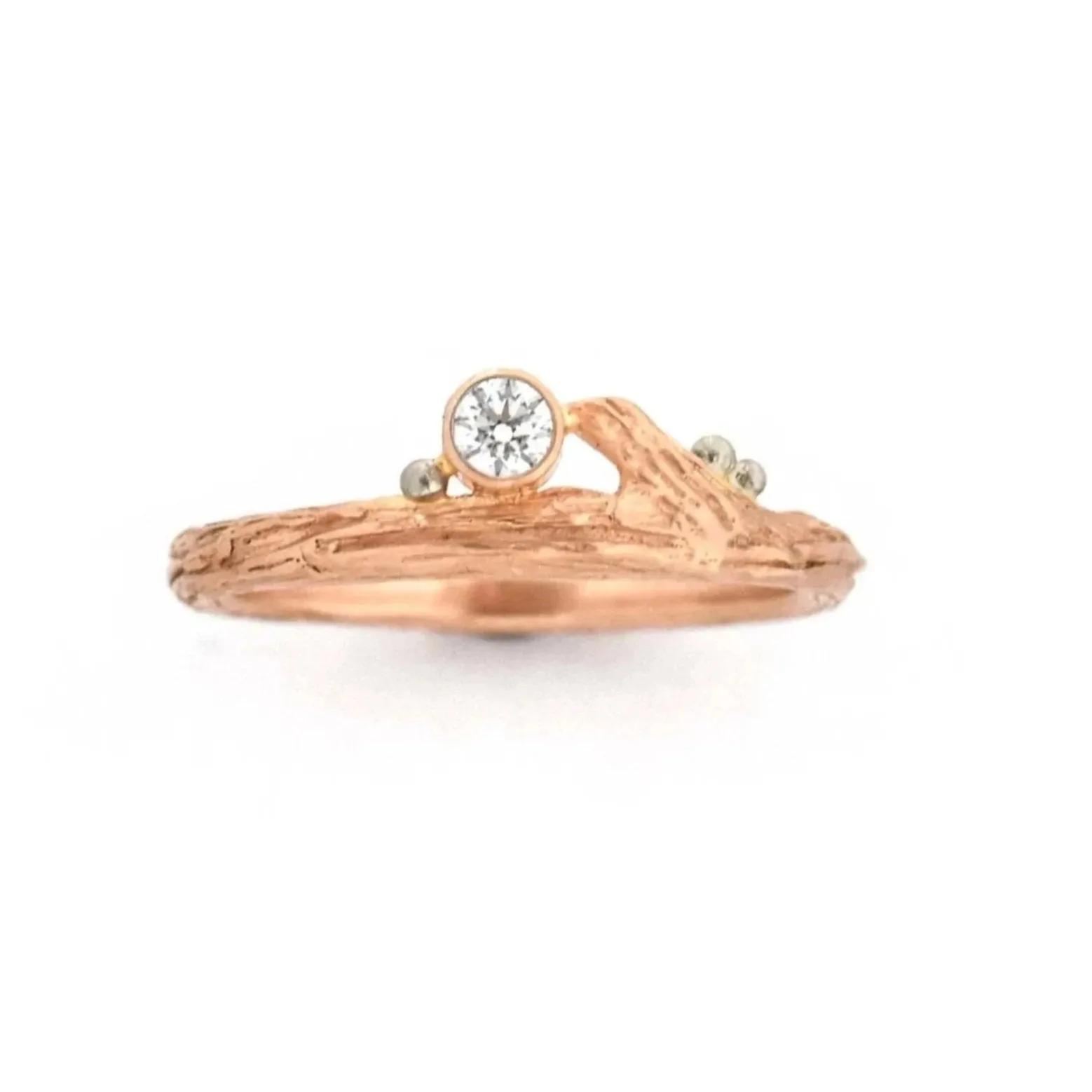 Rose Gold Diamond & Roses Twig Ring - your choice of stone