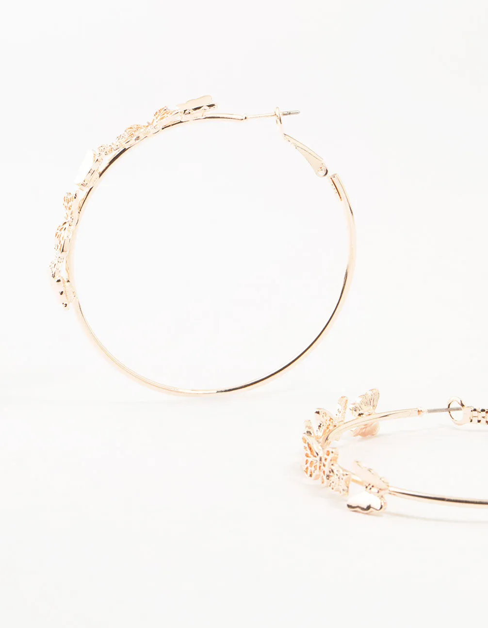 Rose Gold Mini Butterfly Hoop Earrings