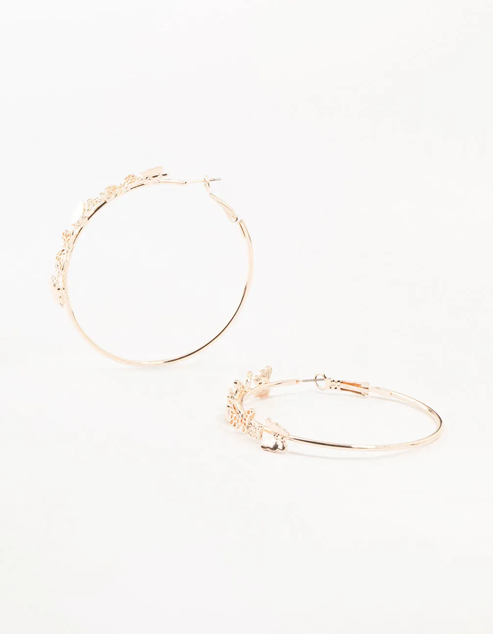 Rose Gold Mini Butterfly Hoop Earrings