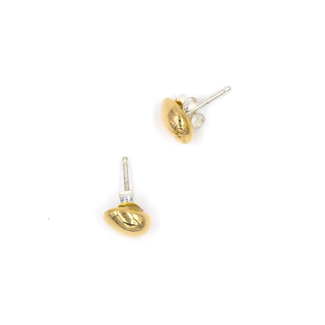 Round Pebble Stud Earrings | Gold