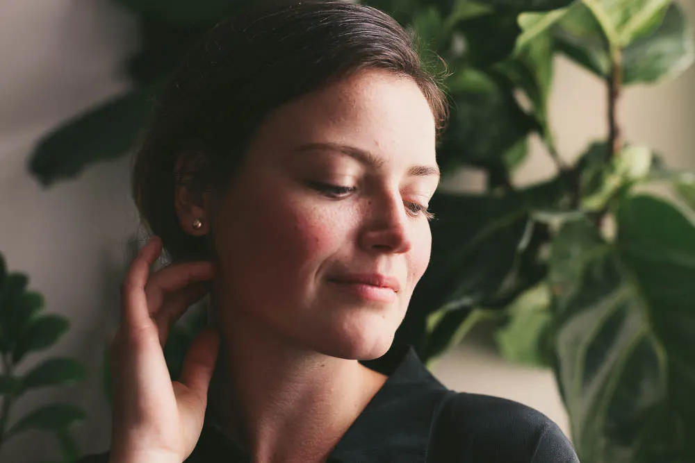 Round Pebble Stud Earrings | Gold