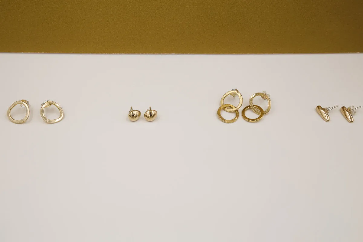 Round Pebble Stud Earrings | Gold