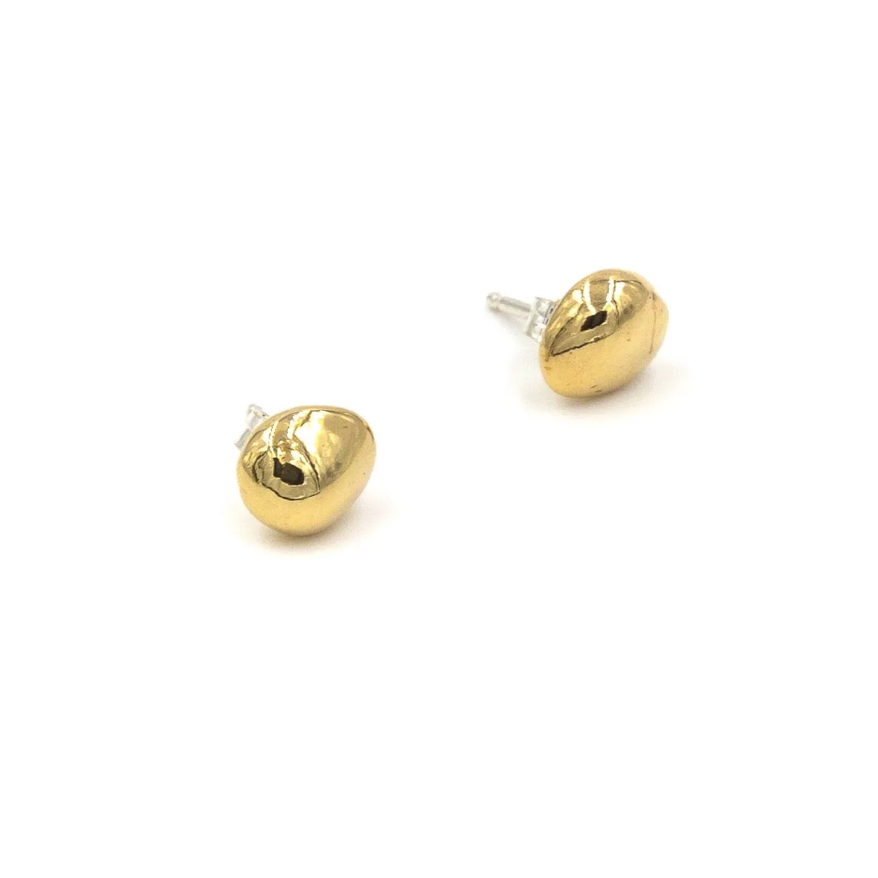 Round Pebble Stud Earrings | Gold