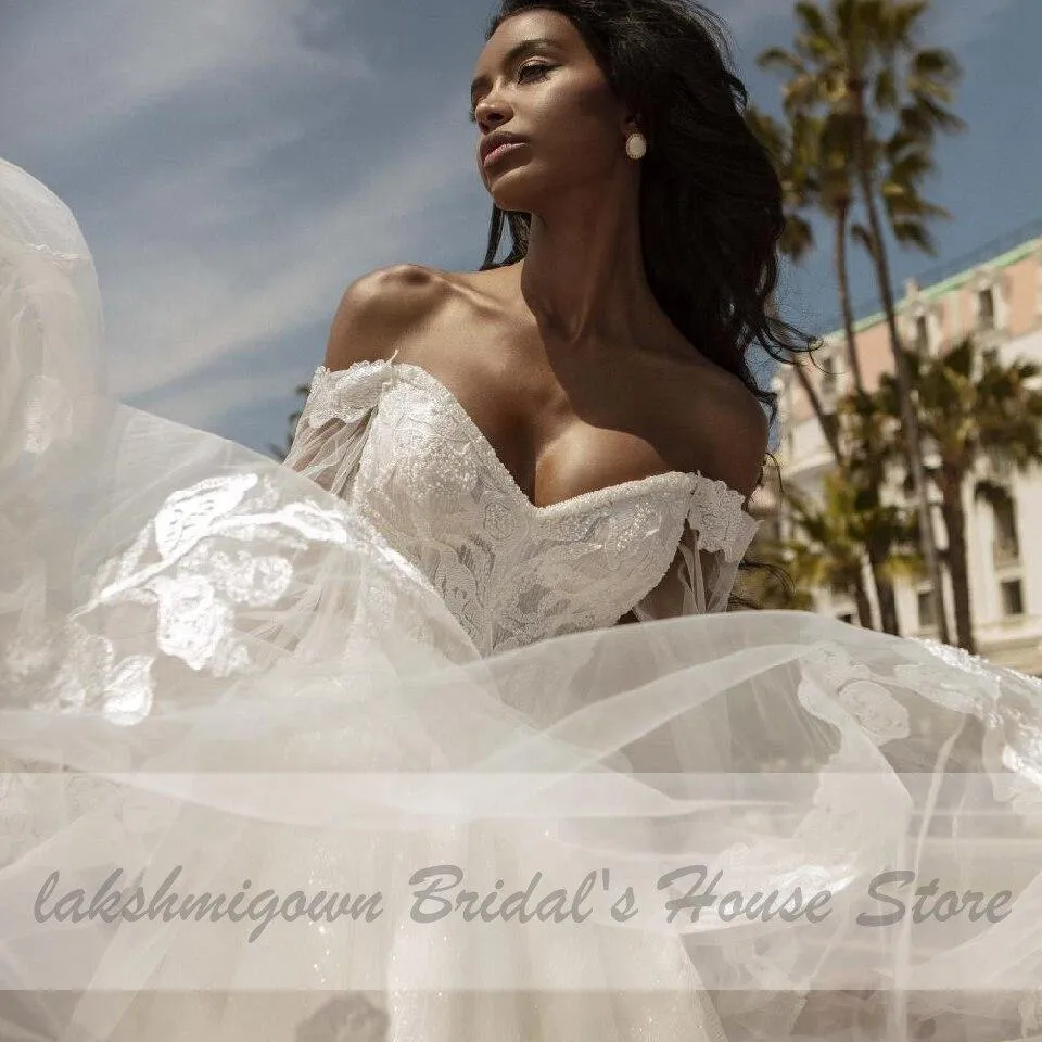 Roycebridal Ball Gown Wedding Dress with Puffy Long Sleeve