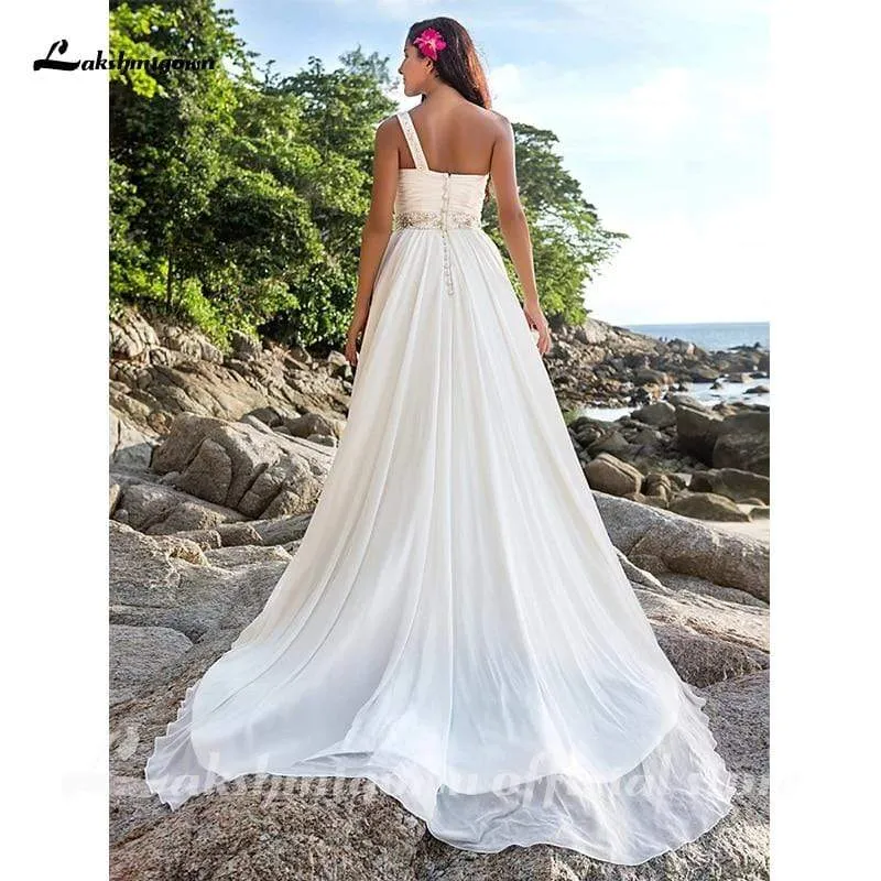 Roycebridal Beach One Shoulder A-Line Wedding Dresses