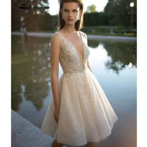 Roycebridal Pearls Wedding Dresses A-Line Pluning Neckline Lace