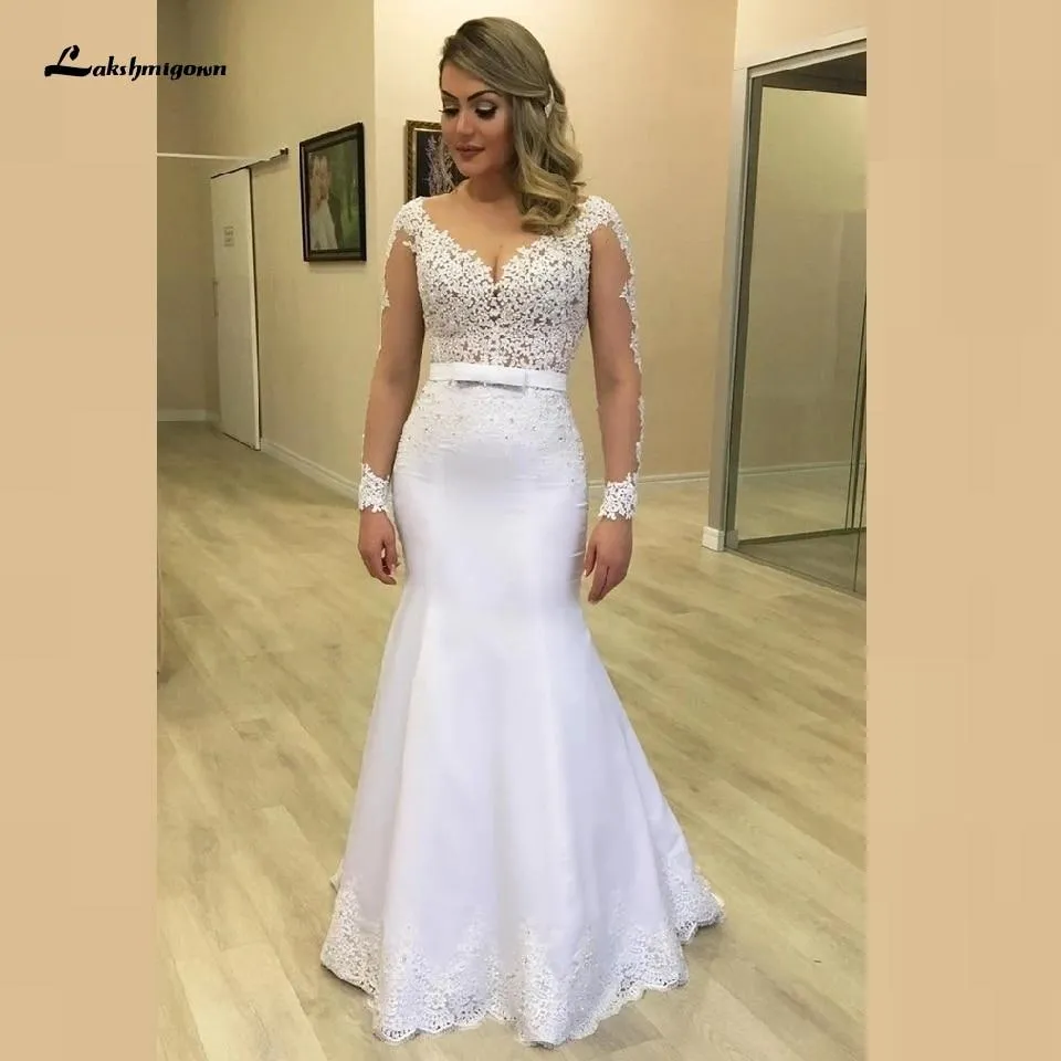 Roycebridal Princess African Mermaid Wedding Dress Satin Sexy