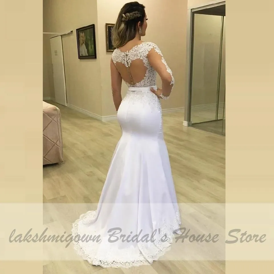 Roycebridal Princess African Mermaid Wedding Dress Satin Sexy