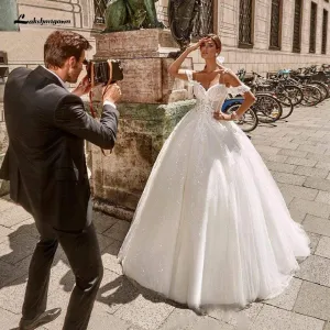 Roycebridal Princess Bridal Gowns Corset Glitter Tulle Ball Gown Wedding Dresses