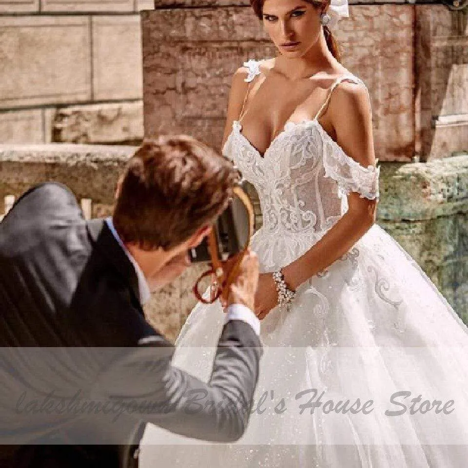 Roycebridal Princess Bridal Gowns Corset Glitter Tulle Ball Gown Wedding Dresses