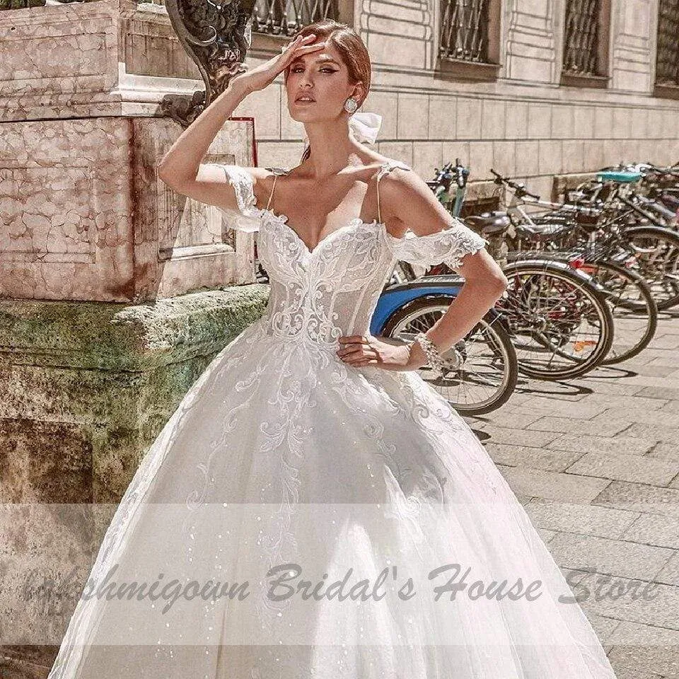 Roycebridal Princess Bridal Gowns Corset Glitter Tulle Ball Gown Wedding Dresses