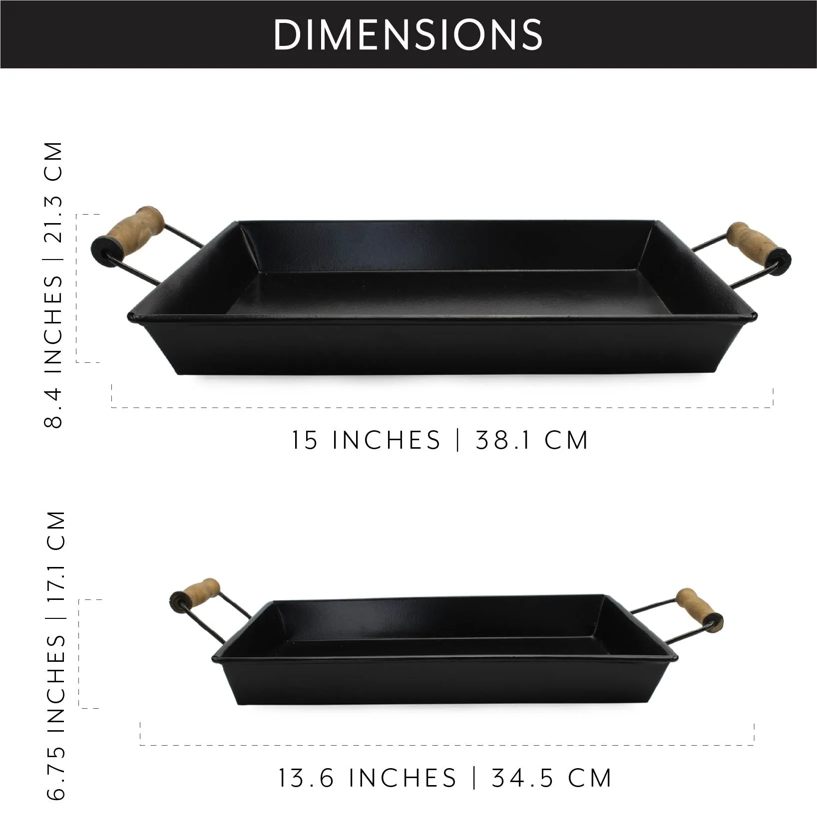 Rustic Metal Trays (Set of 2, Small & Medium)