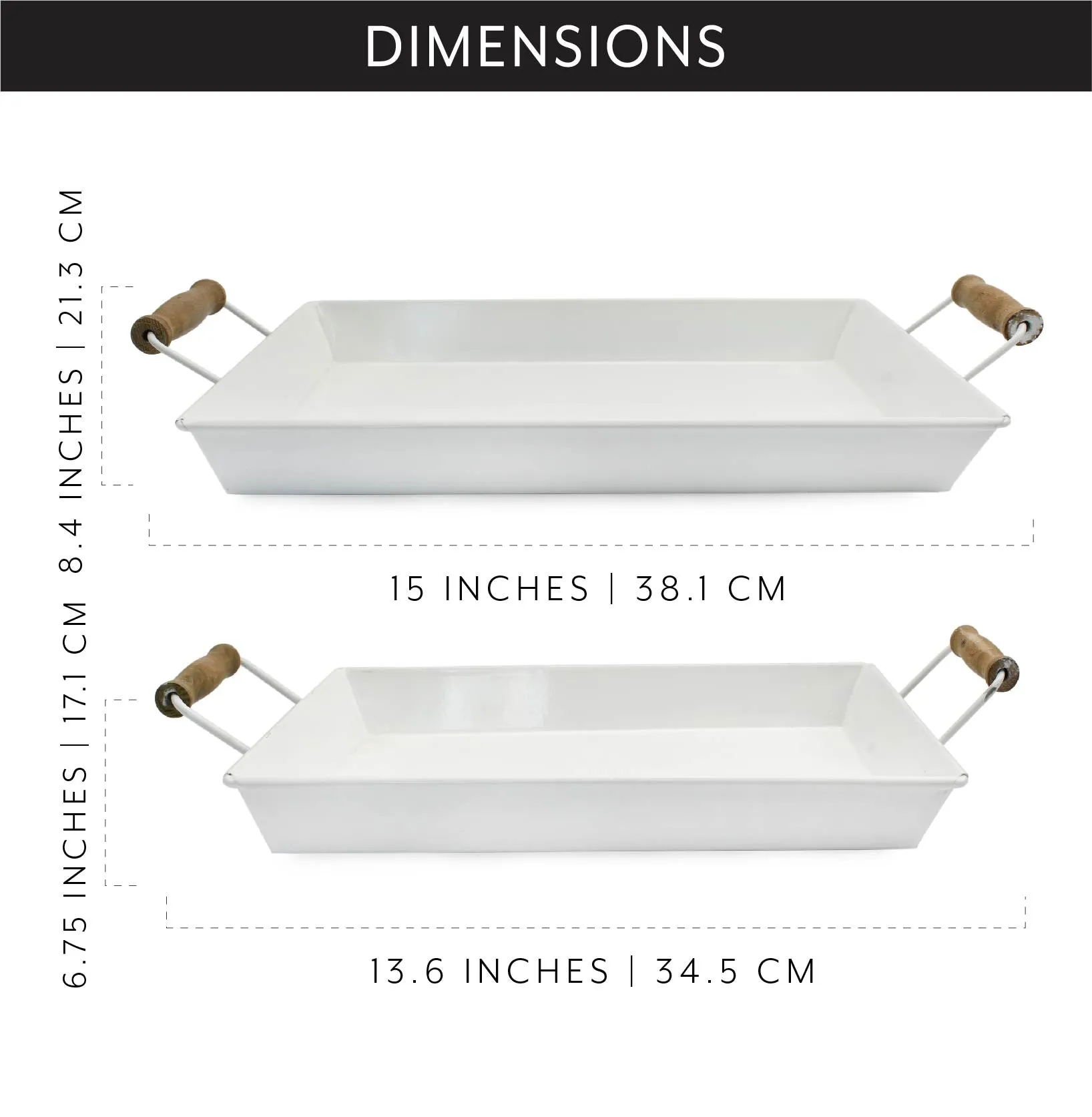 Rustic Metal Trays (Set of 2, Small & Medium)