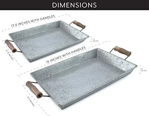 Rustic Metal Trays (Set of 2, Small & Medium)