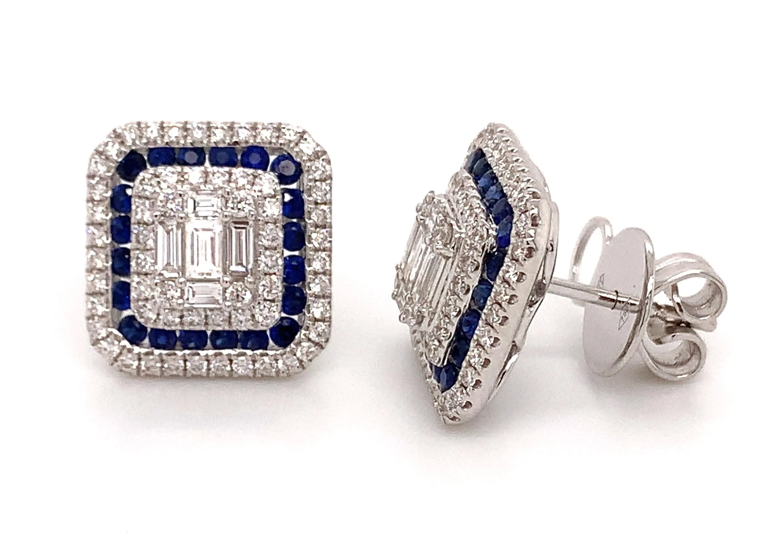 Sapphire & Diamond Octagonal Earrings