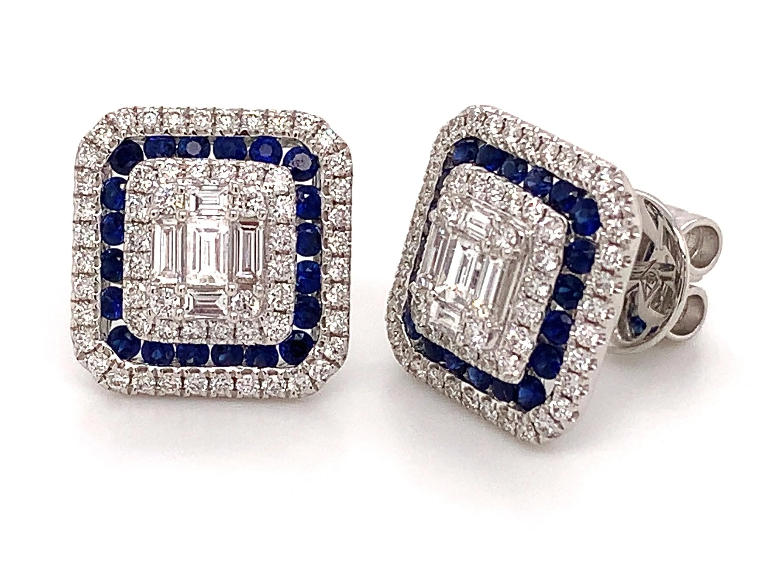 Sapphire & Diamond Octagonal Earrings