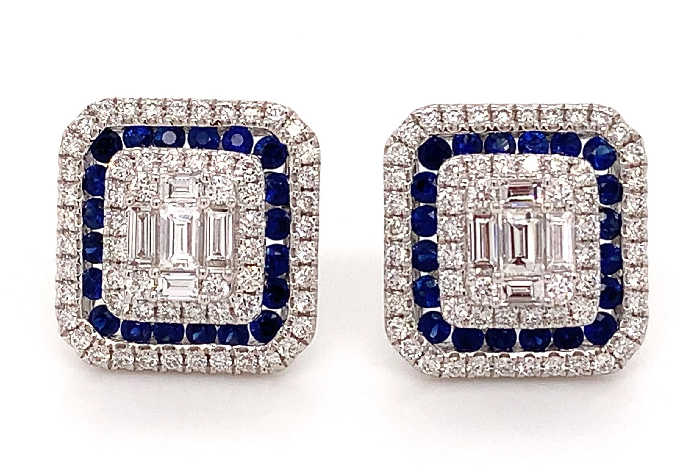 Sapphire & Diamond Octagonal Earrings