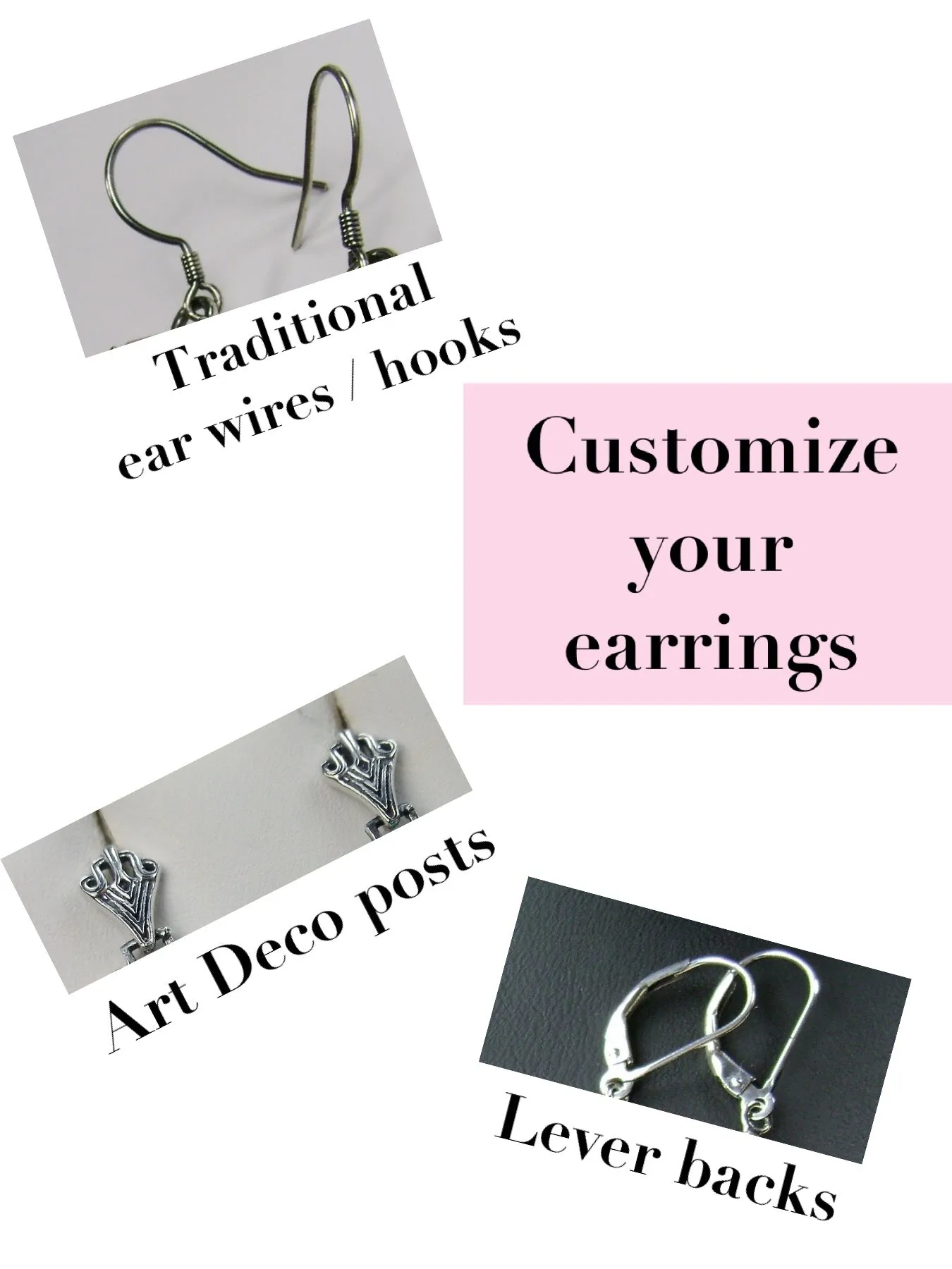 Sapphire Earrings, Art Deco 1920's Revival Jewelry #E64
