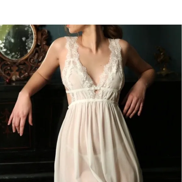 Sexy Babydoll Lux Stretch LaceDetailed Mesh Nightie$69/$125