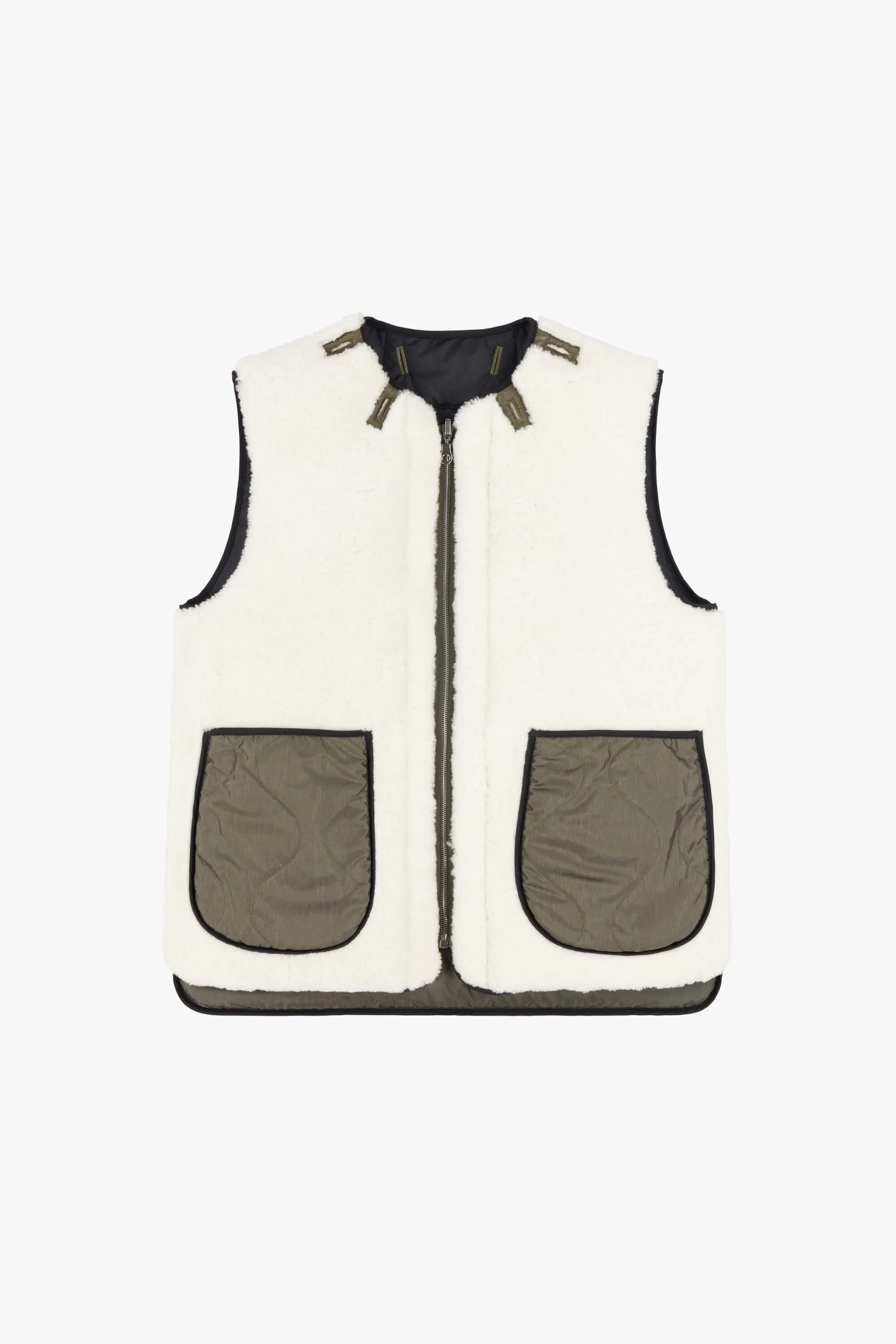 Shareable Shearling & Down Vest - Black / Natural