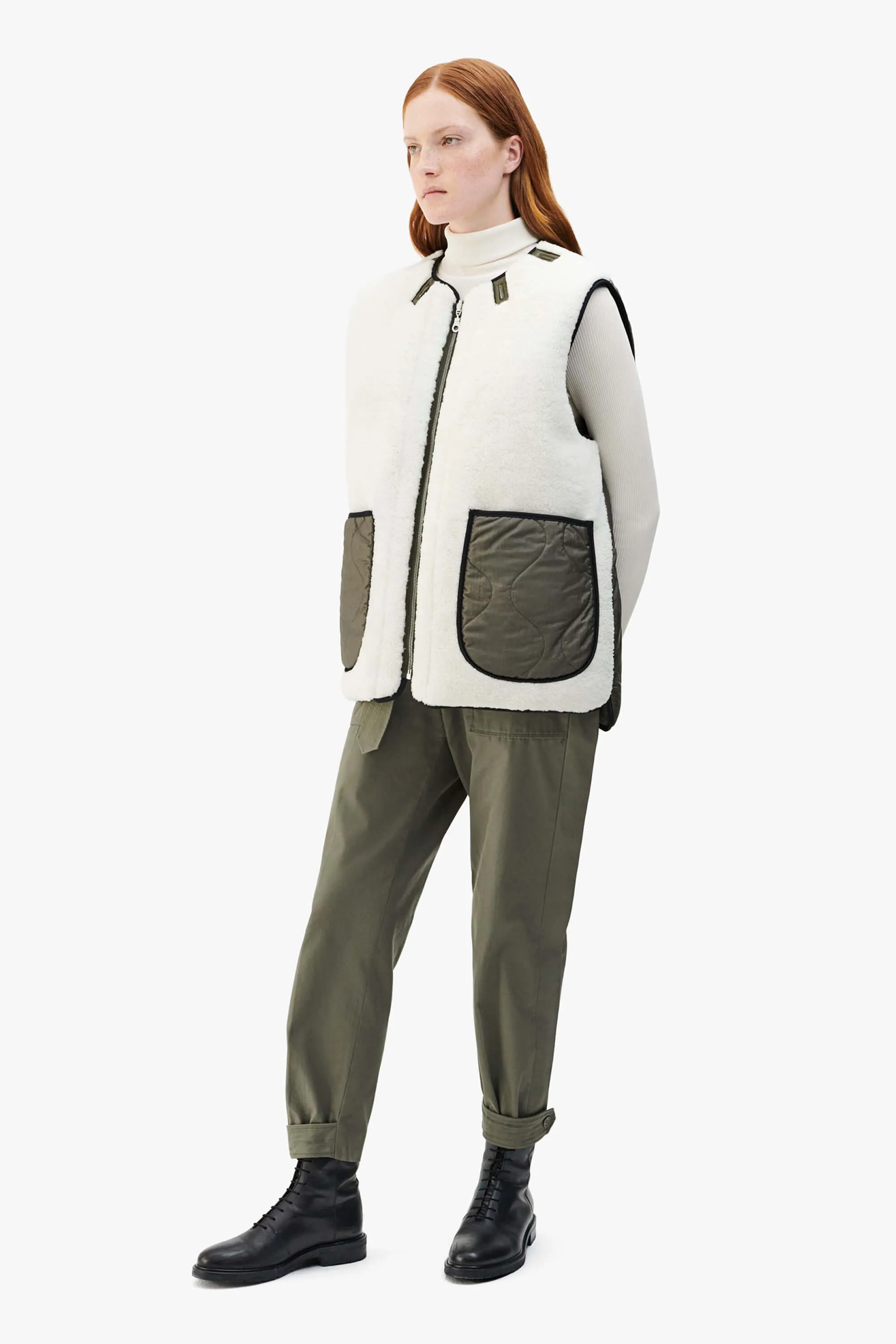 Shareable Shearling & Down Vest - Black / Natural