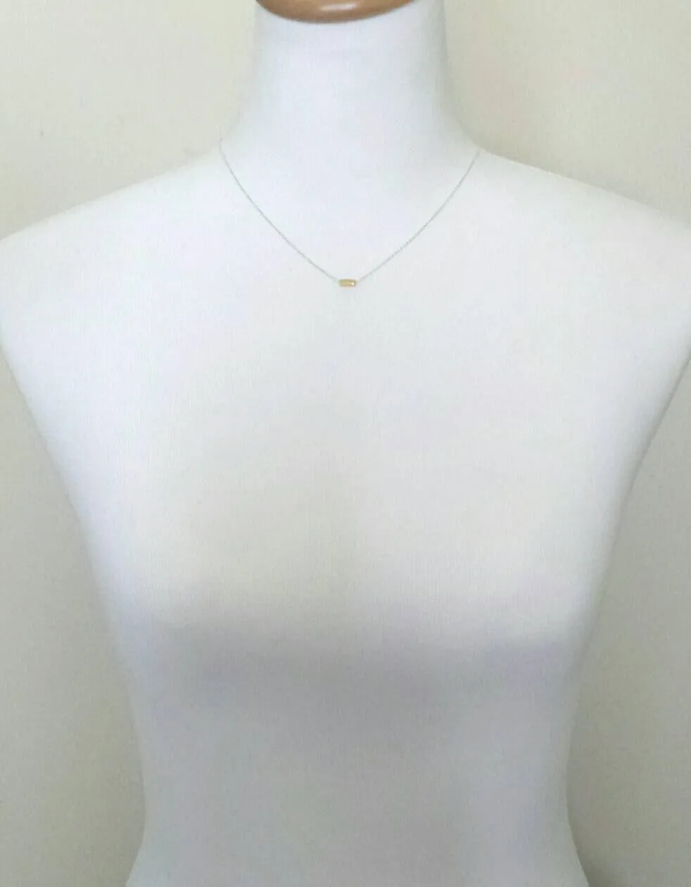 Silver Chain Necklace, rose gold bar necklace, silver rose gold necklace, rose gold line necklace, tiny rose gold rectangle, slider bar bead