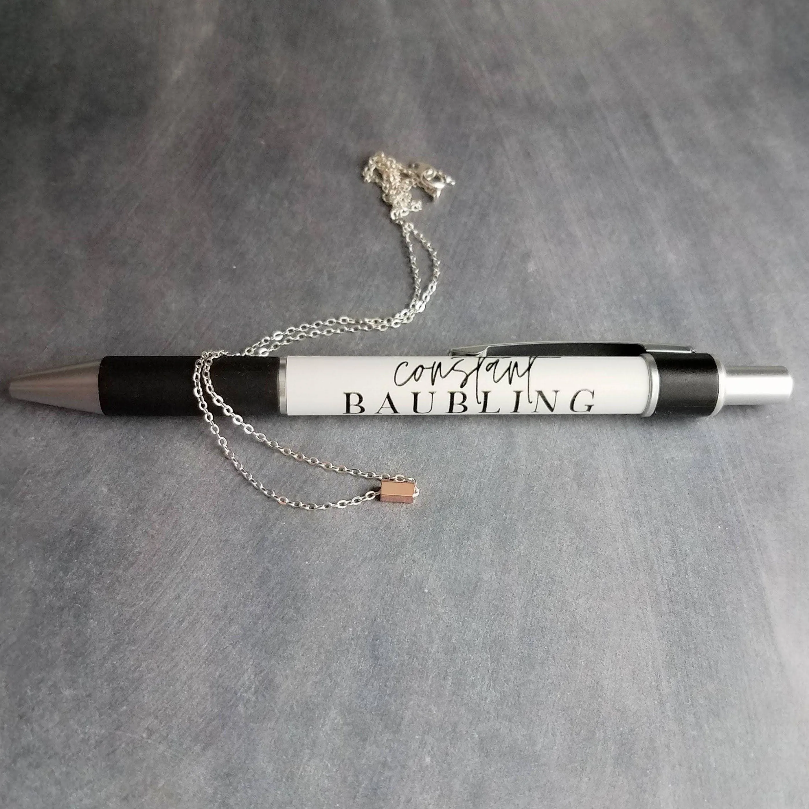 Silver Chain Necklace, rose gold bar necklace, silver rose gold necklace, rose gold line necklace, tiny rose gold rectangle, slider bar bead