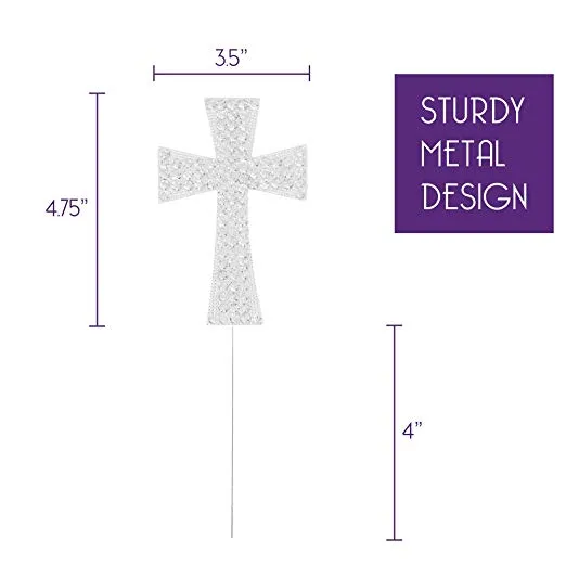 Silver Solid Crystal Cross Cake Topper