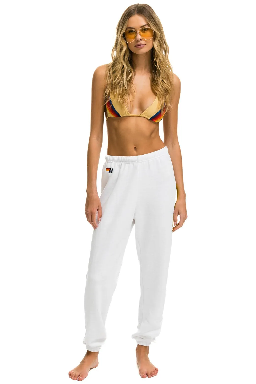 SMILEY 2 LIGHT WEIGHT SWEATPANTS - WHITE