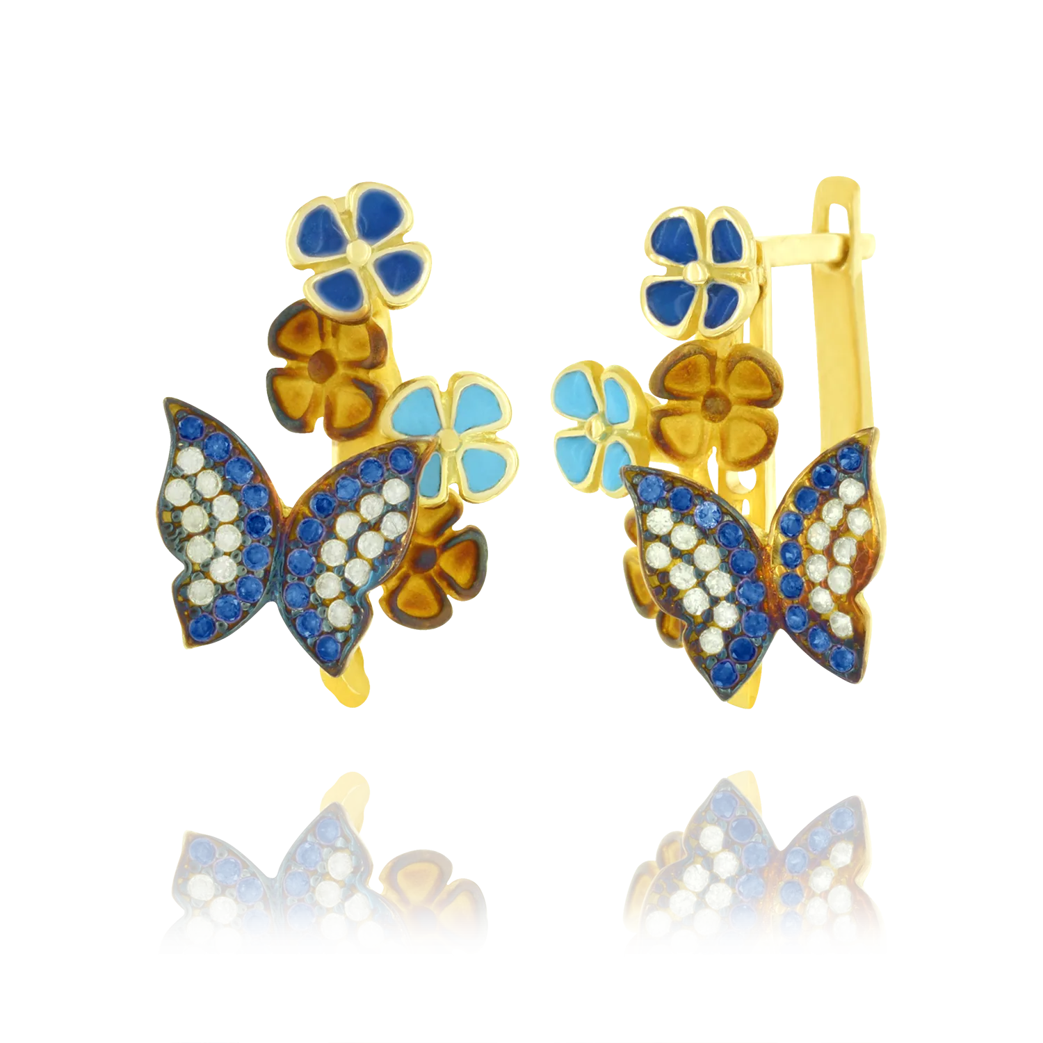 Sparkling Butterfly and Enamel Earrings