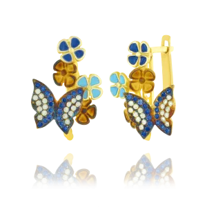 Sparkling Butterfly and Enamel Earrings