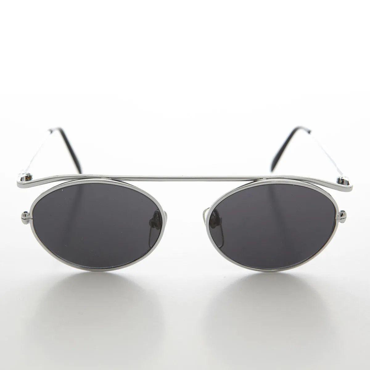 Steampunk 90s Metal Aviator Vintage Sunglass - Raven