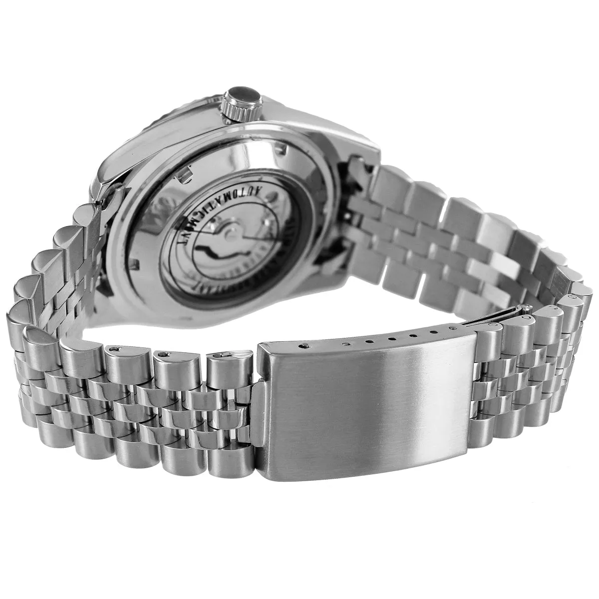 Steel Icy Roman Green Dial Fluted Bezel Date Watch