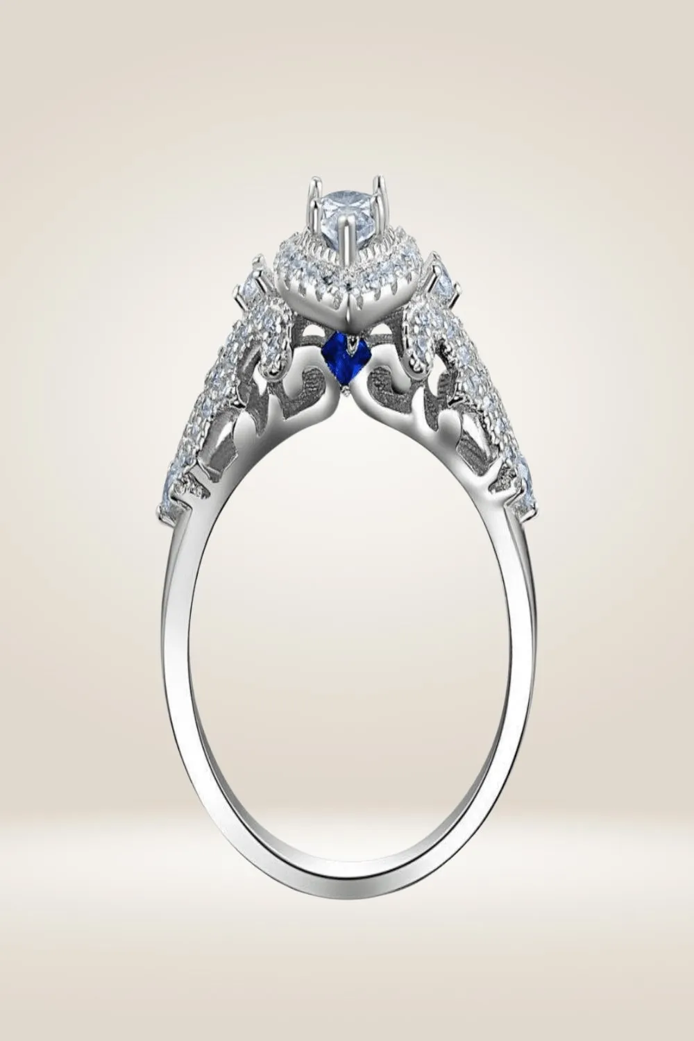 Sterling Silver Blue Sapphire Pear Engagement Rings Set