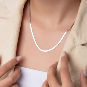 Sterling Silver Flat Snake Flexible Link Chain Necklace